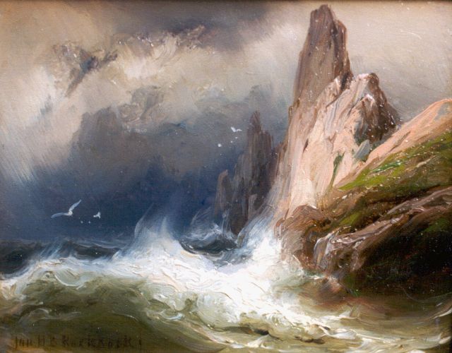 Jan H.B. Koekkoek | A rocky coastal scene, Öl auf Holz, 9,4 x 12,0 cm, signed l.l.
