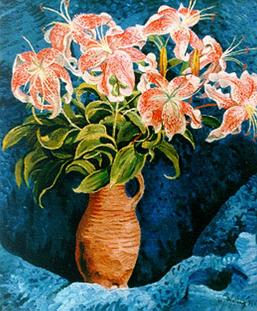 Herman Bieling | Tiger-lilies in a vase, Öl auf Leinwand, 60,0 x 49,8 cm, signed l.r. und dated '35