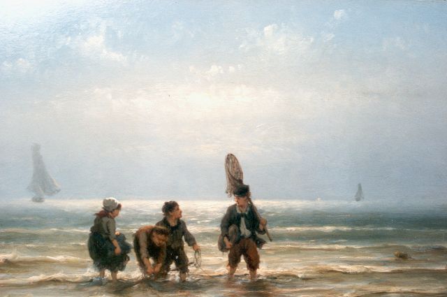 Jan H.B. Koekkoek | Children in the surf, Öl auf Holz, 24,8 x 37,3 cm, signed l.r.