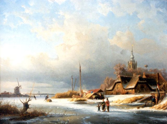 Piet Schipperus | A Dutch winter landscape, Overschie, Öl auf Holz, 30,1 x 40,0 cm, signed l.l.