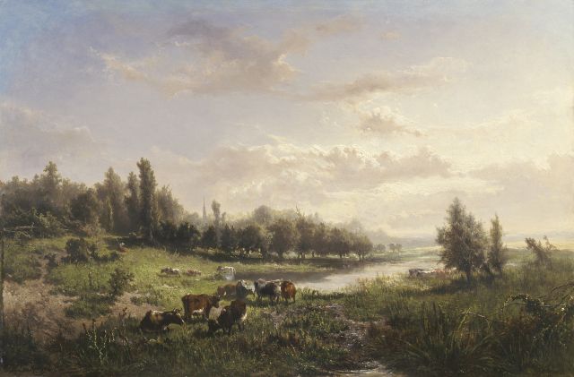 Jan de Haas | Uiterwaarden bij Oosterbeek, Öl auf Holz, 46,5 x 71,0 cm, gesigneerd l.o. und gedateerd '55