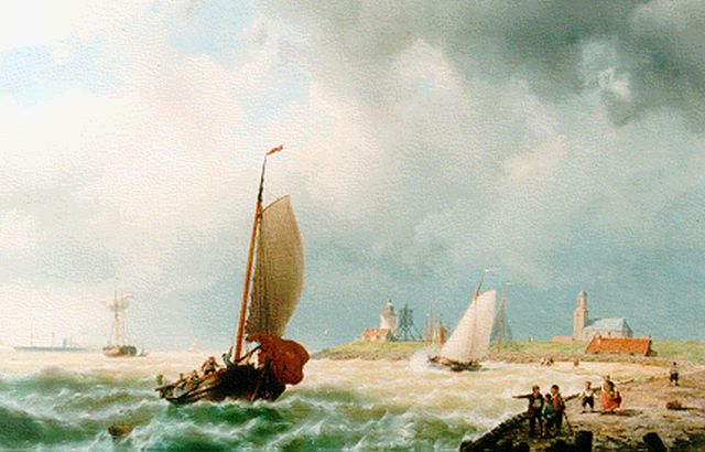 Koekkoek J.H.B.  | Vessels on a breezy day, Öl auf Leinwand 55,4 x 88,5 cm, signed l.r. und dated '65