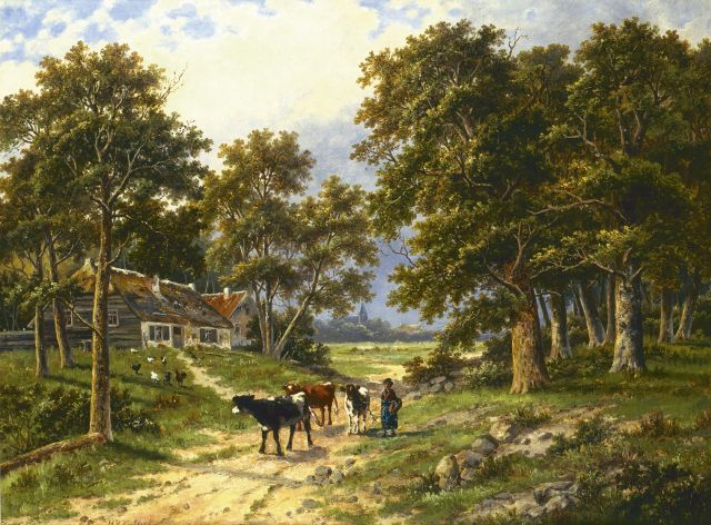 Hendrik Barend Koekkoek | Zurück mit dem Vieh, Öl auf Leinwand, 60,4 x 81,0 cm, Unterzeichnet l.u.