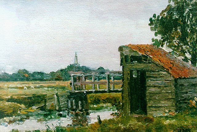 Dick Ket | A view of a landscape, Hoorn, Öl auf Triplex, 15,0 x 21,0 cm, signed l.r. und painted circa 1921