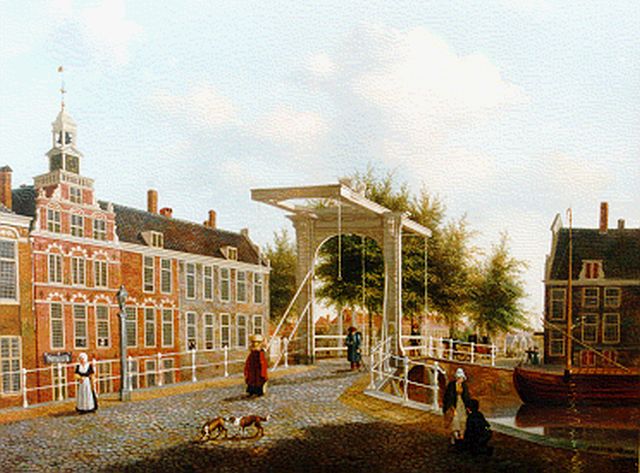 Burgh P.D. van der | A view of the Spui, The Hague, Öl auf Holz 37,8 x 47,3 cm, signed l.r.