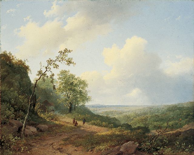 Marinus Adrianus Koekkoek I | A hilly landscape in summer, Öl auf Leinwand, 41,5 x 51,7 cm, signed l.l. und dated 1848