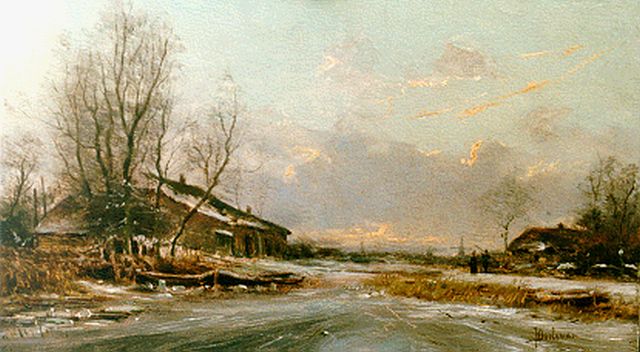 Johan Hendrik Doeleman | A winter landscape, Öl auf Holz, 14,3 x 24,3 cm, signed l.r.