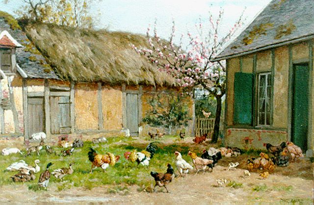 William Baptiste Baird | Poultry on a farmyard, Öl auf Leinwand, 33,3 x 46,1 cm, signed l.r.