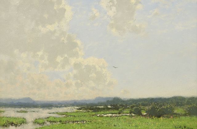 Cornelis Kuijpers | Breite Landschaft beim Rhein, Öl auf Leinwand, 38,0 x 58,5 cm, Unterzeichnet r.u.