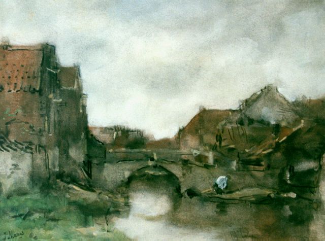 Jacob Maris | A view of a canal, Aquarell auf Papier, 29,8 x 38,6 cm, signed l.l.