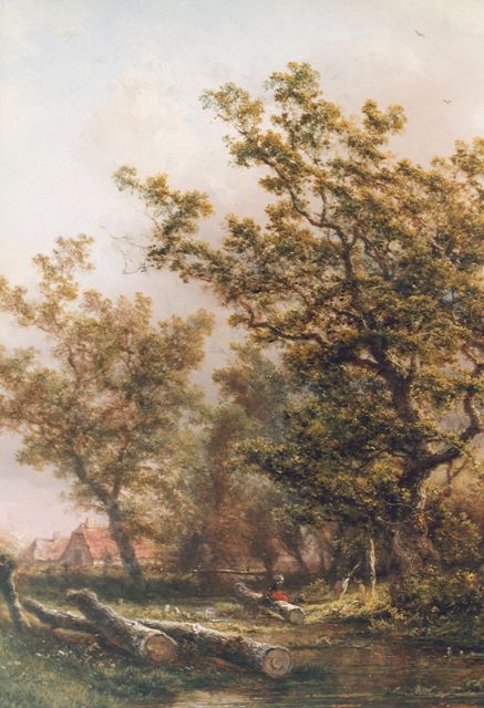 Pieter Kluyver | A forest creek, Öl auf Holz, 33,5 x 26,1 cm, signed l.l.