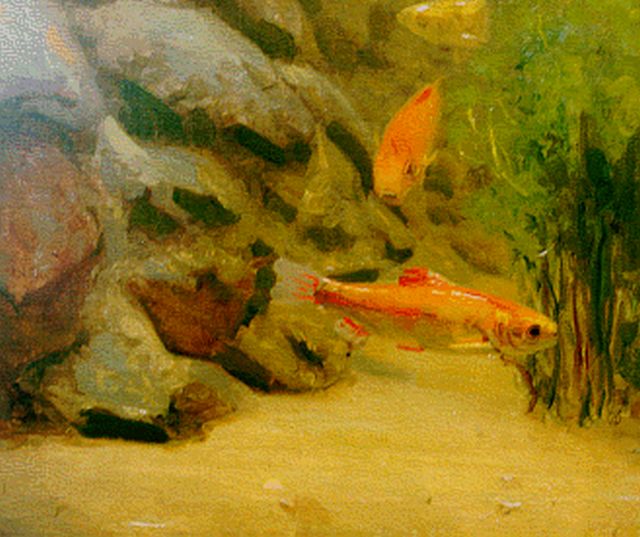 Gerrit Willem Dijsselhof | Goldfish, Öl auf Leinwand auf Holz, 38,1 x 44,4 cm, signed l.r. with monogram