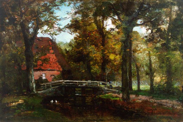 Frits Mondriaan | Farmstead in a wooded landscape, Öl auf Leinwand, 29,1 x 44,0 cm, signed l.r.