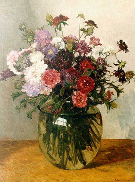 Johannes Evert Akkeringa | A flower still life, Öl auf Leinwand, 50,4 x 40,3 cm, signed l.r. und dated 1934 on the reverse