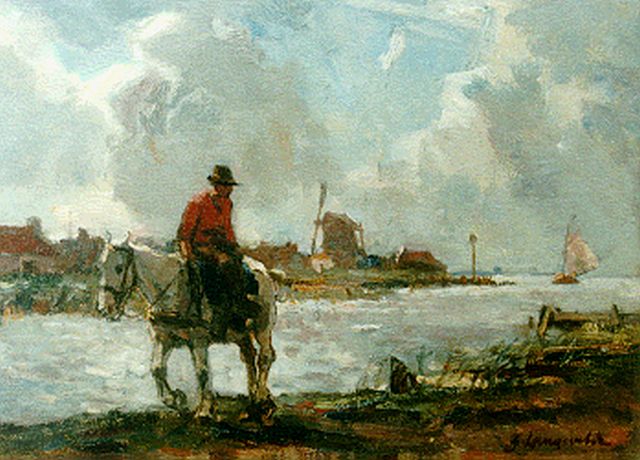 Frans Langeveld | Harbour scene near Utrecht, Öl auf Leinwand, 24,1 x 32,2 cm, signed l.r.