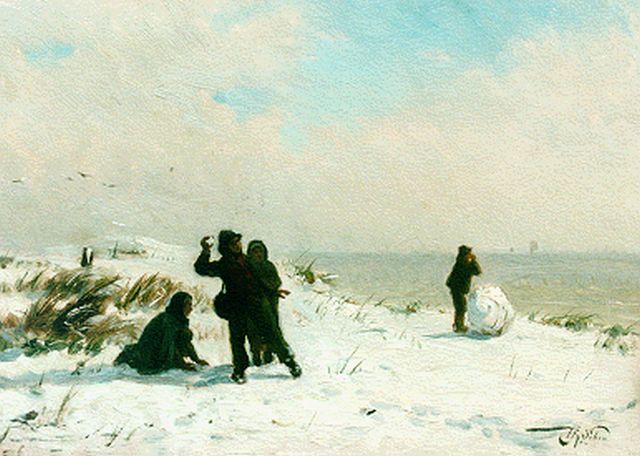 Henri van Seben | Winterfun, Öl auf Holz, 18,8 x 27,0 cm, signed l.r.