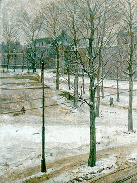 Carl Albert Feldmann | A winter landscape, Amsterdam, Öl auf Leinwand auf Holz, 35,0 x 26,1 cm, signed l.r. with monogram und dated 1947