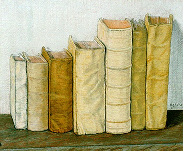Lodeizen J.  | A still life with books, 40,2 x 49,2 cm, signed l.r.