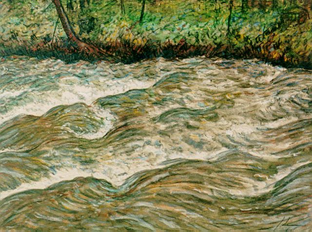 Lodeizen J.  | A river, Pastell auf Papier 47,5 x 60,5 cm, signed l.r. with monogram und dated '64