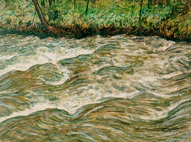 Jo Lodeizen | A river, Pastell auf Papier, 47,5 x 60,5 cm, signed l.r. with monogram und dated '64