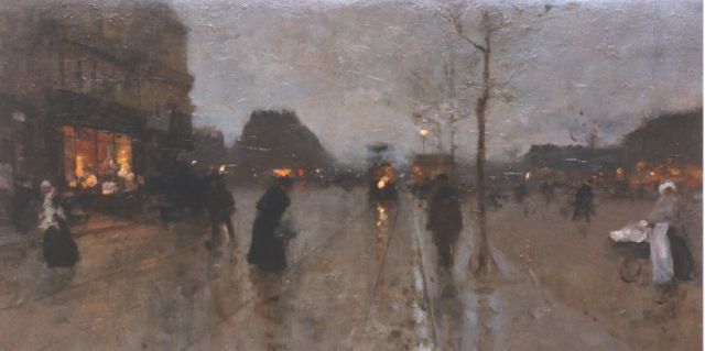 Luigi Loir | Nightfall, Öl auf Leinwand, 32,5 x 56,0 cm, signed l.r.