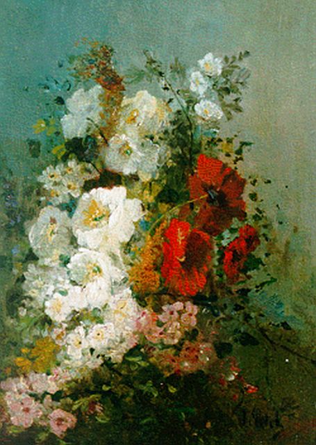 Eugène Petit | A flower still life, Öl auf Holz, 32,7 x 23,8 cm, signed l.r.