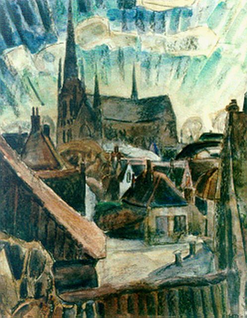 Leo Gestel | A view of Woerden, Gemischte Technik auf Papier auf Holz, 62,7 x 49,3 cm, signed l.r. und dated '19