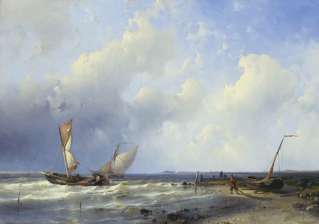 Abraham Hulk | A fresh breeze off the Dutch coast, Öl auf Leinwand, 43,4 x 62,4 cm, signed l.r.