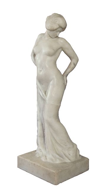 Carl Johan Eldh | Stehender weiblicher Akt, Statuario Venato Marmor, 103,0 x 34,0 cm, Unterzeichnet auf der Vorderseite Sockel