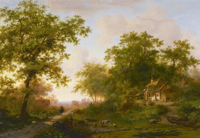 Frederik Marinus Kruseman | A wooded landscape in summer, Öl auf Leinwand, 45,0 x 64,7 cm, signed l.l. und dated 1873