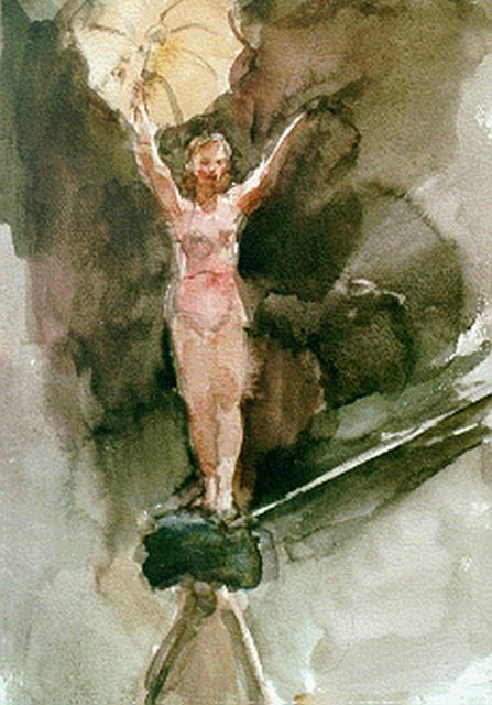 Isaac Israels | A tightrope dancer, La Scala Theatre, Milan, Aquarell auf Papier, 31,5 x 24,0 cm, signed l.r. und painted circa 1925