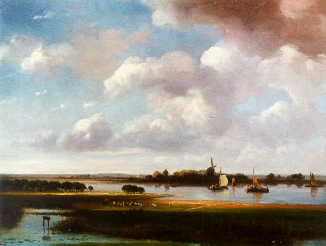 Nicolaas Roosenboom | A river landscape, Öl auf Holz, 25,9 x 34,2 cm, signed l.r.