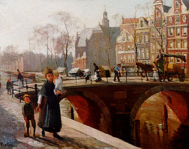 Ven P.J. van der | A view of the Prinsengracht, with the Noorderkerk beyond, Amsterdam, Öl auf Leinwand 68,5 x 86,5 cm, signed l.l.