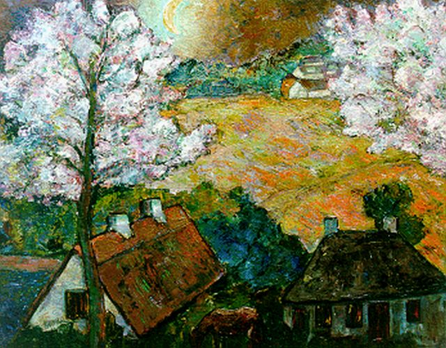 Doeser J.J.  | Blossoming trees in a landscape, Öl auf Leinwand 79,3 x 100,2 cm, signed l.r.