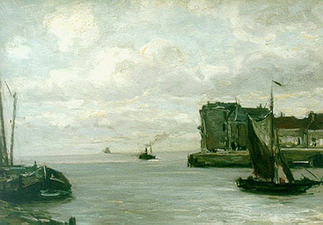 Louis Apol | The harbour of Veere, Öl auf Leinwand, 30,1 x 40,5 cm, signed l.l.