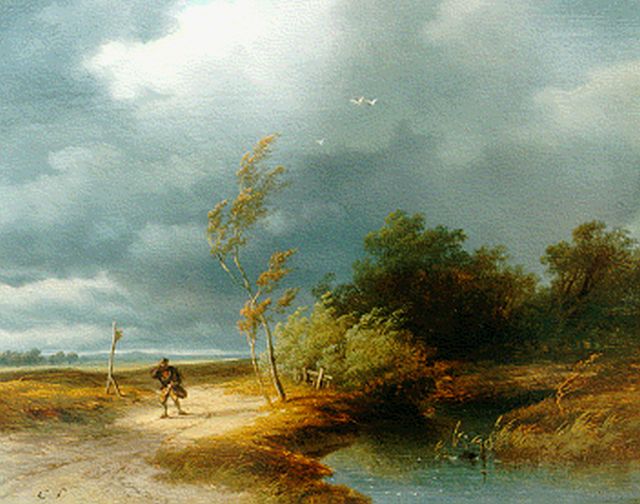 Cornelis Lieste | Upcoming storm, Öl auf Holz, 26,2 x 33,3 cm, signed l.l. with initials
