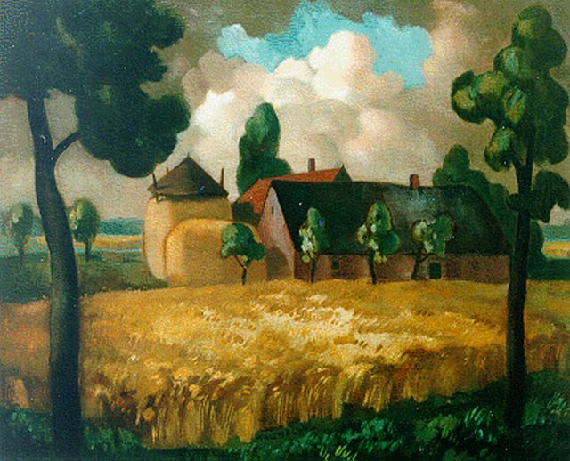 Willem Klijn | A landscape with a farm, Laren, Öl auf Leinwand, 45,2 x 55,3 cm, signed l.c.