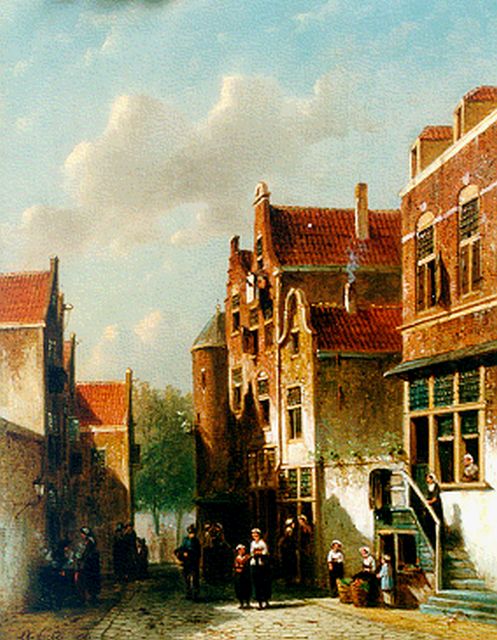 Vertin P.G.  | Townsfolk in a Dutch town, Öl auf Holz 37,0 x 28,0 cm, signed l.l. und dated '67