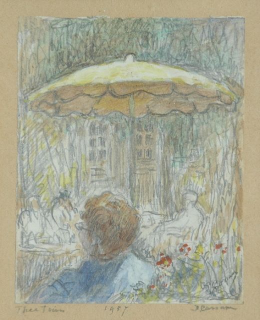 Ko Cossaar | Teegarten, Kreide und Aquarell auf Papier, 14,5 x 11,5 cm, Unterzeichnet r.u. und datiert 1957