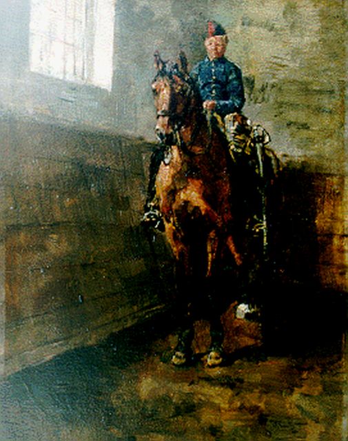 Isaac Israels | A cavalry man of the  Bouree Academy, Öl auf Tafel, 24,9 x 20,0 cm, signed l.r. und dated 1880