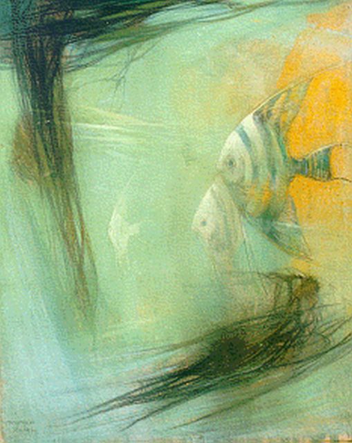 Hoff A.J. van 't | Angelfishes, Pastell auf Papier 63,5 x 54,0 cm, signed l.r.