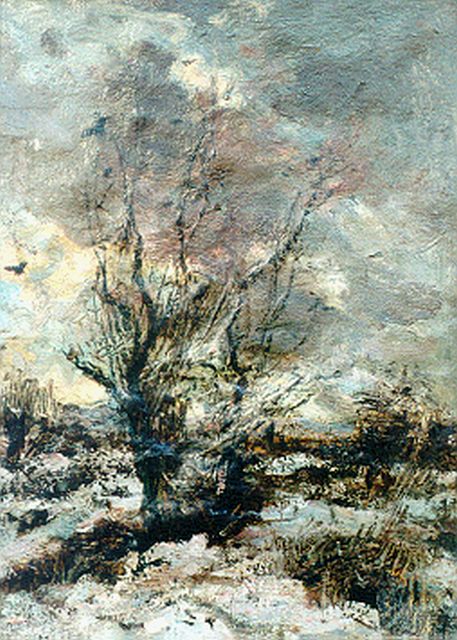 Jacob Maris | A winter landscape, Öl auf Leinwand, 29,9 x 22,5 cm, signed l.r.