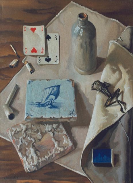 Ab Knupker | Still life with a frog, Öl auf Leinwand, 40,0 x 30,2 cm, signed l.l.