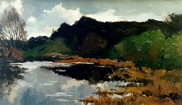 Willem de Zwart | A view of the heath with a pond, Öl auf Leinwand, 26,5 x 44,3 cm, signed l.r.