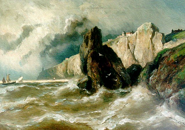 Jan H.B. Koekkoek | Coastal scene, Dover, Öl auf Leinwand, 50,7 x 71,7 cm, signed l.l.
