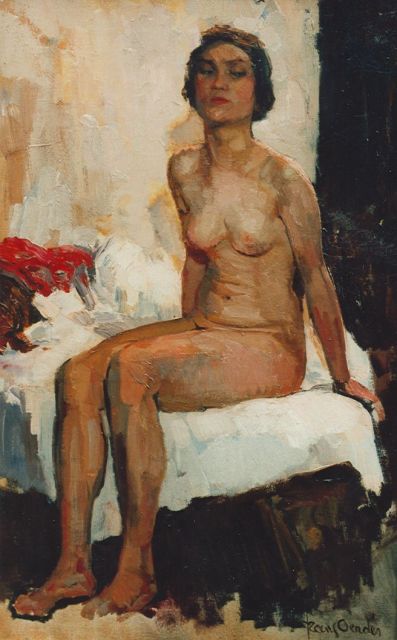 Frans Oerder | A seated nude, Öl auf Leinwand, 70,0 x 45,7 cm, signed l.r.
