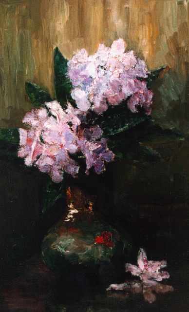 Philip Zilcken | Two twigs of rhododendrons in a ginger jar, Öl auf Holz, 40,0 x 23,2 cm