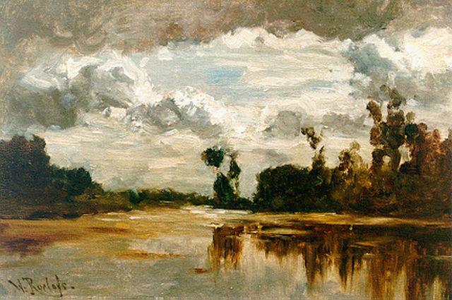 Willem Roelofs | A polder landscape, Öl auf Leinwand, 31,0 x 43,5 cm, signed l.l.
