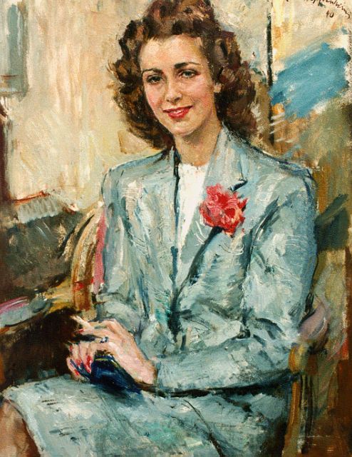 Oppenheimer J.  | An elegant lady with a cigarette, Öl auf Leinwand 91,0 x 71,5 cm, signed u.r. und dated '40