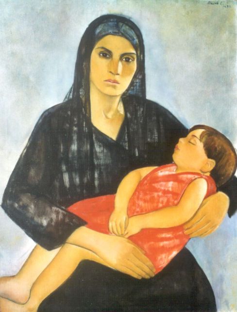Edith Basch | Mother with a sleeping child, Öl auf Leinwand, 95,7 x 74,0 cm, signed u.r. und datiert 1933